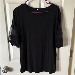 Elegant Black Lace Sleeve Top